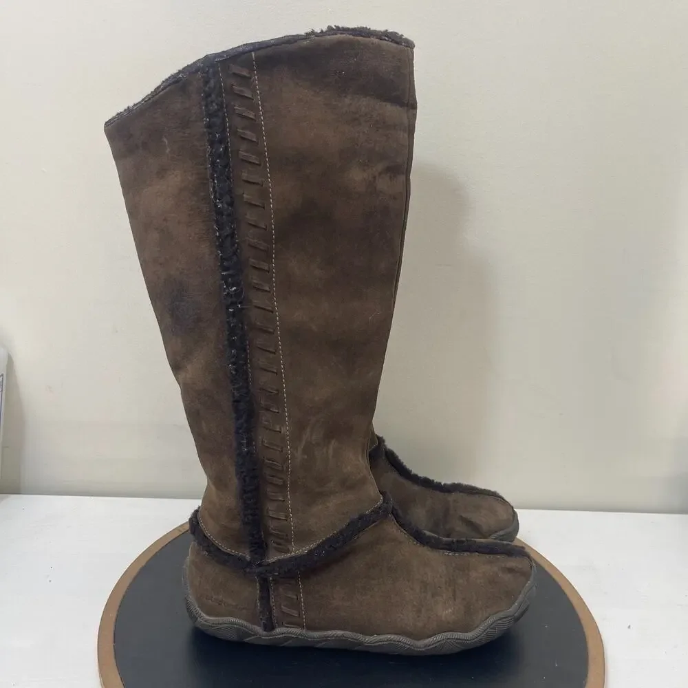 Patagonia Scamperdown Boots Women 9.5 Brown Suede Polartec‎ Thinsulate Warm